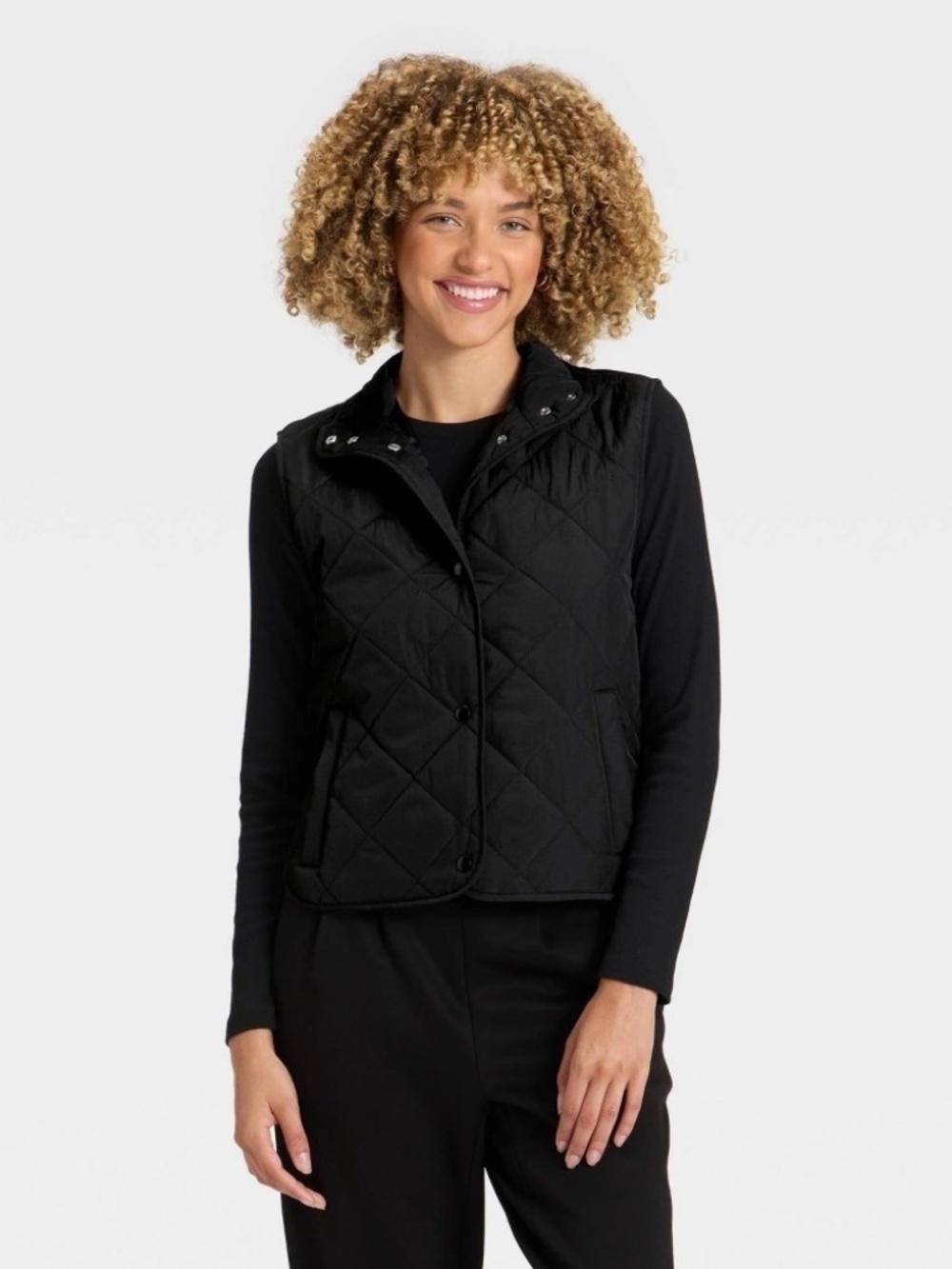 Women's Quilted Vest - A New Day Black M